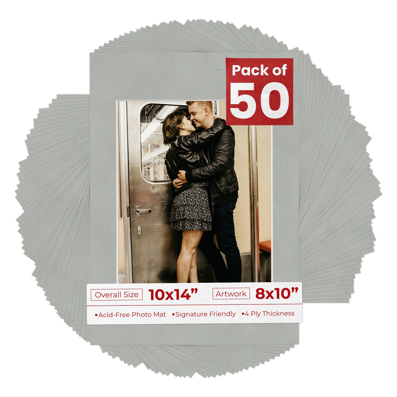 Light Grey Suede Mat Board for 10x14 Frames - Fits 8x10 Photos